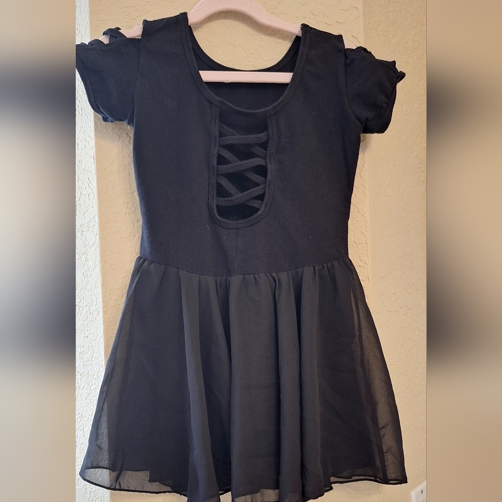 Black Leotard with Built in sheer skirt